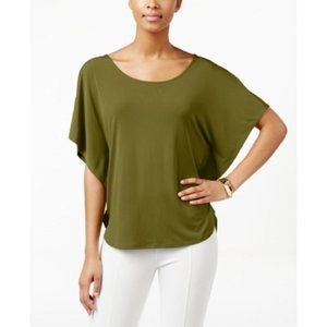 Ny Collection Grommet-Back Poncho Top in Moss Green, Size Small, Retail $50.00